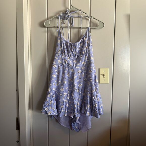 Mable Medium Daisy Floral Lavender Halter romper jumper - Picture 1 of 4